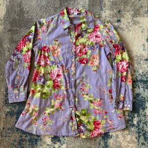 April Cornell cotton gauze button up long sleeve shirt sz large